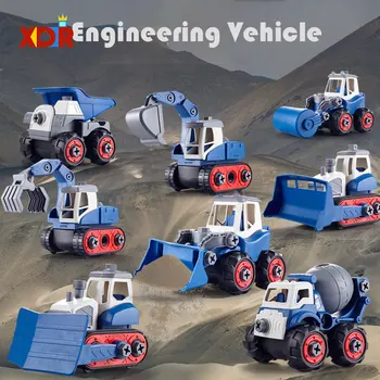 Bērnu Izglītības Rotaļu Automašīnas Modeli, Skrūves, Noņemams Projektēšana Transportlīdzekli Bīdāmās Ekskavatoru, Buldozeru Dāvanu Zēns Rotaļlietas