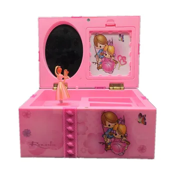 Bērnu Mūzikas Rotaslietas Lodziņā Sapņu Meitene Music Box Taisnstūris ar Rozā Balerīna Alice In Wonderland Music Box Rotaslietas Kaste