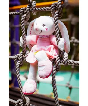 Bērnu rotaļlietas trušu zvani Plīša Lelle Pildītos Gultu karājas Pavada trušu Ratlle auto gultas karājas Mobilo rozā Kokvilnas Izglītības bērns