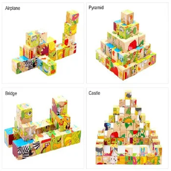 Bērnu Smieklīgi Deviņus Blokus Sešu sided 3D Mozaīkas Klucīši Neizpratnē, Koka Rotaļlietas Bērniem Kids Izglītojošās Rotaļlietas Funny Spēles
