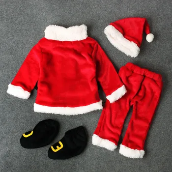 Bērnu Ziemassvētku Drēbes 4GAB Jaundzimušā bērna Baby Santa Ziemassvētku Topi+Bikses+Cepure+Socks Apģērbs Uzstādīt Kostīmu Xmas Ziemas Apģērbu