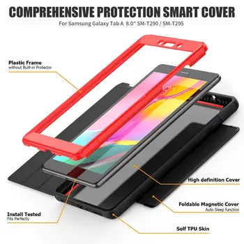 Case For Samsung Galaxy Tab 8.0 2019 SM T290 T295 T297 Gadījumā Šoks Pierādījums Pilna Ķermeņa Flip Bērniem, Bērnu Tablete Gadījumā Smart Cover