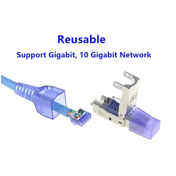 CAT7 Pieslēgvieta Ethernet RJ45 Augstas Kvalitātes Aizsargātas Kristāla Galvu Atkārtoti Kristāla Galvu Ethernet Kabeļa Adapteris 10 Gigabit Ethernet