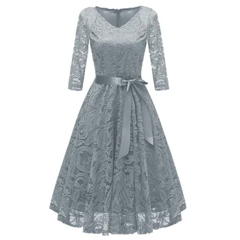 CD-1592#V-veida kakla Mežģīnes Priekšgala Īsā Vakara kleita Vidū piedurknēm puse kleita balli līgavas kleita vairumtirdzniecību sieviešu apģērbu Izlaidums