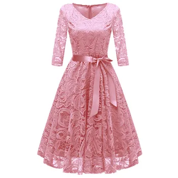 CD-1592#V-veida kakla Mežģīnes Priekšgala Īsā Vakara kleita Vidū piedurknēm puse kleita balli līgavas kleita vairumtirdzniecību sieviešu apģērbu Izlaidums