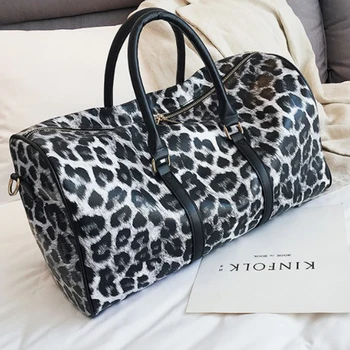 Ceļo somas un bagāžas sieviešu ādas duffle soma Leoparda soma, ceļojuma somas rokas bagāžas lielu ceļojumu duffel soma