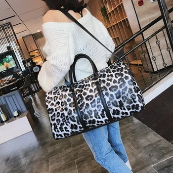 Ceļo somas un bagāžas sieviešu ādas duffle soma Leoparda soma, ceļojuma somas rokas bagāžas lielu ceļojumu duffel soma