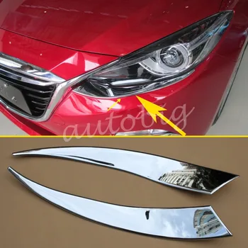 Chrome Stils Galvas Gaismas Vāka Priekšējās Lampas, Uzacu Apdares 2016 Mazda 3 Mazda3 BM Lukturu Piederumi
