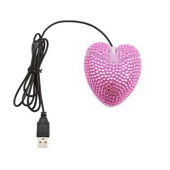 CHYI Vadu Datoru Pele USB Optiskā Cute Rozā Mīlestības Sirds Ar Dimanta Super Slim PC Mause 3D Draugi, Meitenes, Bērni Klēpjdatoru