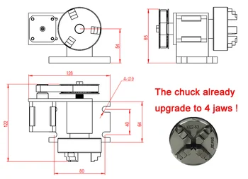 CNC Rotācijas Ass Komplekts Čaks 65mm Darbības Tailstock 4. Ass 54mm Centrs Kapsulā Tailstock CNC Frēzēšanas Mašīnas Daļa Rīki