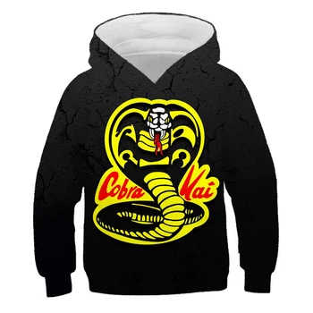 Cobra Kai Karikatūra Krekls Meitenēm Bērniem Drēbes 4To 14T Kokvilnas Zēni Kritums Apģērbu Pusaudžu vecumu pelēkā vārna atdzist Apģērbu, Bērnu Topi
