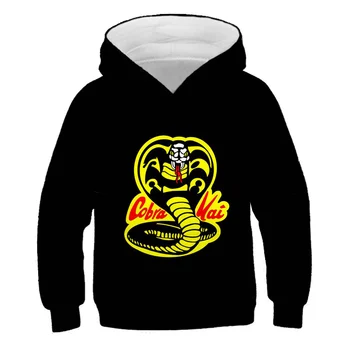 Cobra Kai Karikatūra Krekls Meitenēm Bērniem Drēbes 4To 14T Kokvilnas Zēni Kritums Apģērbu Pusaudžu vecumu pelēkā vārna atdzist Apģērbu, Bērnu Topi