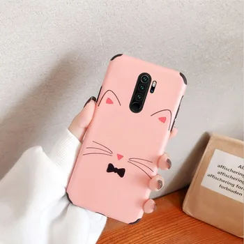 Cute Karikatūra Kaķis Phone Gadījumā Redmi, Ņemiet vērā, 8 Coque 3D Gofrēts Matēts Aizmugurējo Vāciņu Xiaomi 9 8 8SE CC9 A3 A2 antidetonācijas Fundas