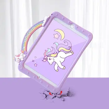 Cute Karikatūra Unicorn iPad Case For iPad 2 3 4 5 6 Mini 1 2 3 4 5 Gaisa 2 3 iPad Pro 11 2020. gadam 10.5 10.2 9.7 collu Stāvēt Mīksto Segumu