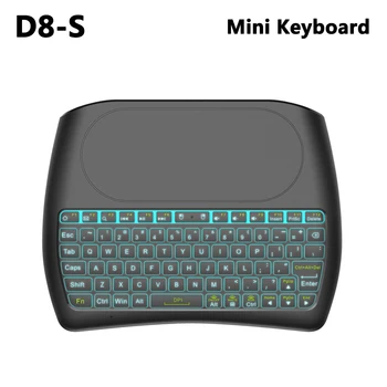 D8-S 2.4 G Mini Bezvadu Tastatūra 7 Krāsu Izgaismotu Gaisa Pele ar Pilnu Skārienpaliktni, Smart Tālvadības pults jauninājums no i8 TV box PC