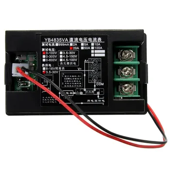 DANIU Black YB4835VA LED Displejs, DC 0-100V 20A Ciparu LED Voltmetrs Ammeter Dual Amperemeter Testeri Metru Šunta 12V AUTOMAŠĪNAS