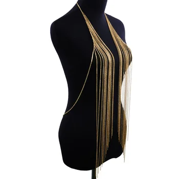 Daudzslāņu pušķi ķermeņa aprites modes apģērbu veste zelta ilgi, kaklarota, vidukļa bikini, rotaslietas sievietes 19319