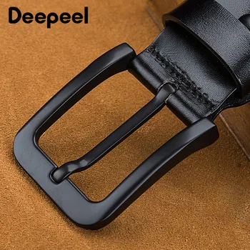 Deepeel 3.8X105-160cm Luksusa Kvalitātes Dizaineru Jostas, Vīriešu Formālu Black Pin Sprādzes Pirmais līmenis Pātagot Jostas Uzvalks Piederumu Dāvanu