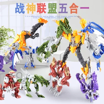 Deformācijas Svešzemju Briesmonis, Dinozauru Rangers Megazords Saliktas Rotaļlietas Bērniem 5In1 Transformācijas Roboti