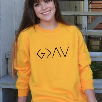 Dievs Ir Lielāks Nekā Kāpumi un Kritumi Sieviešu Krekls Harajuku Streetwear Ikdienas Džemperis Rudens Ziemas Sieviešu Topi Tumblr
