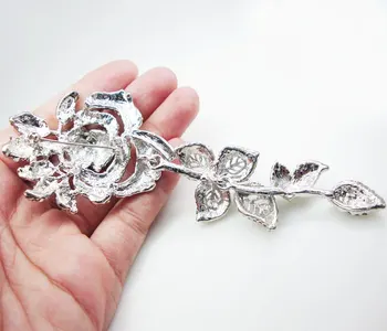 Diezgan Rozā Rozes Ziedu Sieviete Broša Pin Rhinestone Crystal Dāvanas