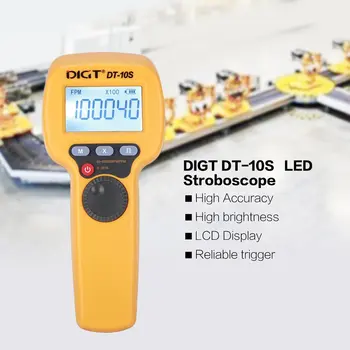 DIGT DT-10S 7.4 V 2200mAh 60-99999 Strobes/min 1500LUX Margas LED Stroboskopu Rotācijas Ātruma Mērīšanas Flash Velocimeter 10902