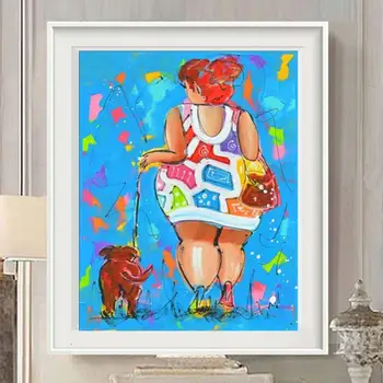 Dimanta Izšuvumi Karikatūra Sieviete & Suns DIY Dimanta Gleznas krustdūrienu Gleznu Rhinestone Modelis Pilnībā Urbt Dimantu Mozaīkas