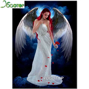 Dimanta krāsošana Eņģeļa spārnus 5d pilna mozaīkas izšuvumi sieviete modeli rhinestones 5d mākslas diy handwork puzzle attēlu YY2594
