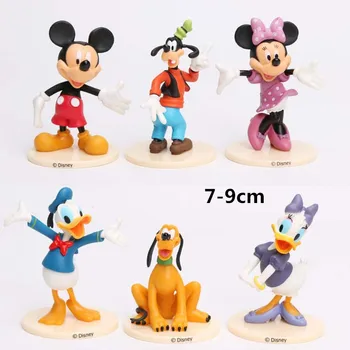 Disney Bērnu Rotaļlietas, 6pcs/Set 7-9cm Mickey Minnie Mouse Clubhouse Donald Duck Kolektori Rīcības Attēls Rotaļlietas Ziemassvētku Dāvana Lelle