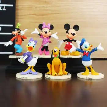 Disney Bērnu Rotaļlietas, 6pcs/Set 7-9cm Mickey Minnie Mouse Clubhouse Donald Duck Kolektori Rīcības Attēls Rotaļlietas Ziemassvētku Dāvana Lelle