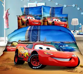 Disney McQueen Automašīnas Gultas Komplekts Sega Sedz Vienu Dvīņu Izmēra Guļamistaba Dekorēšana Zēns Bērnu Zīdaiņu Gulta 2/3 Gabalu Violeti Sarkans