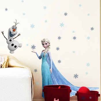Disney Saldēti 2 Princese Elza Anna Sienas Uzlīmes Meitene Bērnu Istabas Fona Dekorēšana Noņemams Bērniem, Guļamistaba, PVC Mākslas Uzlīmēm