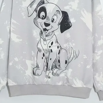 Disney Sieviešu Krekls Modes 101 Dalmatians Suns Karikatūra Izdrukāt kaklasaišu krāsošanas O-veida Kakla Džemperis ar garām Piedurknēm Harajuku Gadījuma Sieviešu Topi 3628