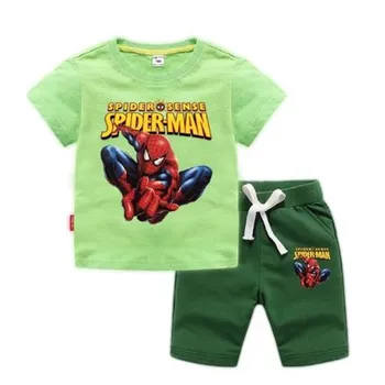 Disney Zirnekļcilvēka Zēnu Drēbes noteikts Vasaras Bērnu T krekls Ar Biksēm Gadījuma Sporta Kostīmi, 2gab Tracksuit Apģērbs, Bērnu Apģērbu 5904