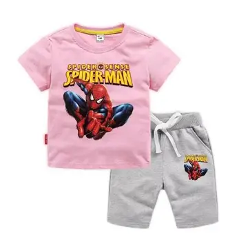 Disney Zirnekļcilvēka Zēnu Drēbes noteikts Vasaras Bērnu T krekls Ar Biksēm Gadījuma Sporta Kostīmi, 2gab Tracksuit Apģērbs, Bērnu Apģērbu