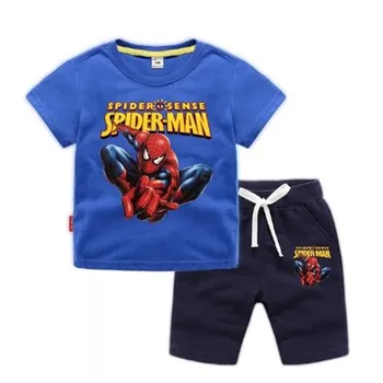 Disney Zirnekļcilvēka Zēnu Drēbes noteikts Vasaras Bērnu T krekls Ar Biksēm Gadījuma Sporta Kostīmi, 2gab Tracksuit Apģērbs, Bērnu Apģērbu