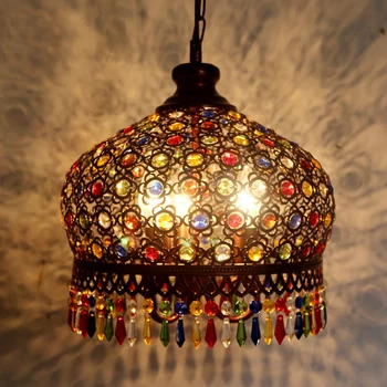 Dizaina lampas apgaismojums kulons kristāla Bohemia Retro droplight Dzelzs roku kulonu gaismas restorāni karājas gaismas guļamistaba
