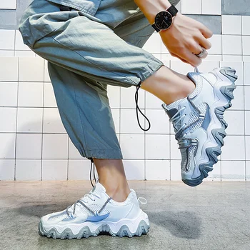 Dizainers Sneaker Mans Apavi Čības Vīriešiem Kurpes Gadījuma Modes vasaras Vīriešu Amortizācija Kurpju Mežģīnes Up Dzīvokļi, Elpojošs