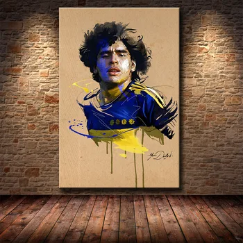 Djego Maradona Argentīnas Futbola Futbola Zvaigzne, Sienas Uzlīmes, Zīda Plakātu Mākslas Gaismas Audekls Mājas Apdare