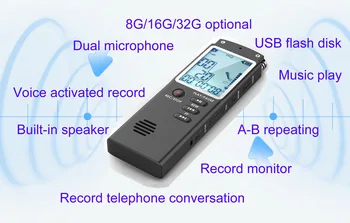 DN006 Escytegr 8G/16.G/32G Profesionālo Audio, Balss ierakstīšana, MP3 Atskaņotājs, Duālais Mikrofonu, USB Flash Vadītāja Balss Aktivizēta Ierakstu 9862
