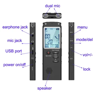DN006 Escytegr 8G/16.G/32G Profesionālo Audio, Balss ierakstīšana, MP3 Atskaņotājs, Duālais Mikrofonu, USB Flash Vadītāja Balss Aktivizēta Ierakstu