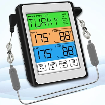 Dual Zondes Digitālo Vārīšanas Gaļas Termometrs Liels LCD Backlight Pārtikas Grila Termometrs ar Taimeri Režīmā Smēķētājs Virtuves