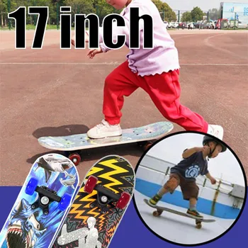 Dubultā Šūpuļzirgs Skateboard Kids Longboard Karikatūra Childern Sporta Pilnīgu Skeitborda 17 Collu Dāvanas Skateboarder Bērns #39