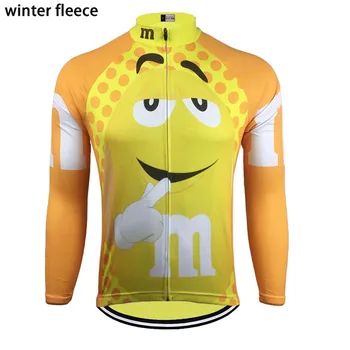 Dzeltena Riteņbraukšana Jersey Garas piedurknes ar velosipēdu apģērbs, velosipēdu ziemā vilnas, un ne vilnas ropa ciclismo mtb jersey