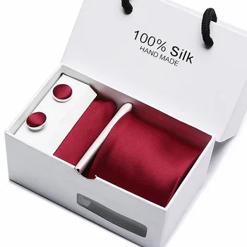 Dāvanu kaste iepakojumā vīriešu zīmolu luksusa zeķubikses kabatas laukumā, kāzu vīriešu kaklasaites zīda kaklasaiti, aproču pogas iestatīt lakatiņu 8751