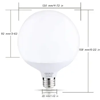 E26 E27 LED Spuldze 20W Pasaulē G120 Lampas Edison Skrūvi 200W Līdzvērtīga Vasaras 5000K Silti Balta 2700K 1800lm Mājas, Izmantojot