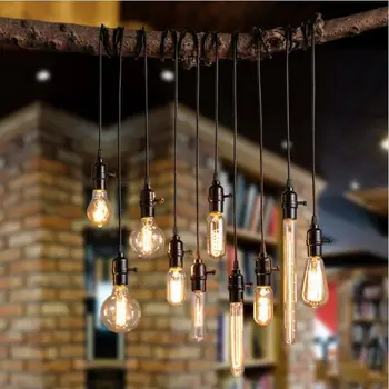 Edison antīkās lustras spuldzes turētājs E27 skrūvgriezi lampholder bārs, tējnīca, retro lampas galvas karājas līniju armatūra piederumi