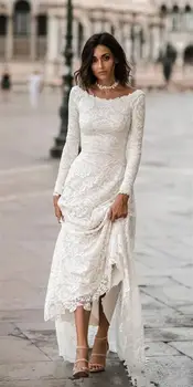 Elegants Mežģīņu Nāra Nāra Kāzu Kleitu 2020. Gadam Drēbes De Mariee Garām Piedurknēm Kāzu Kleitas Pasūtījuma Atklātu Atpakaļ Līgava Kleitas
