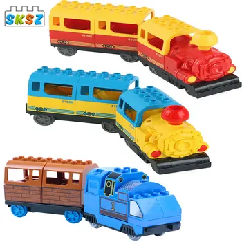 Elektriskais Vilciens Liela Izmēra Diy Celtniecības Bloki Vilcienu Saderīgs ar Duploed Ķieģeļu kids Izglītojošās Rotaļlietas rotaļlietas bērniem dzimšanas dienas dāvana
