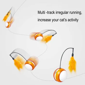 Elektriskā Kaķis Rotaļlietas Smart Lodīšu Interaktīvās Automātiskā Kaķu Rotaļlietas, Stūre Ar Zobgali Spalvu Stick Led Gaismas Apmācības Kaķēns Rotaļlietas